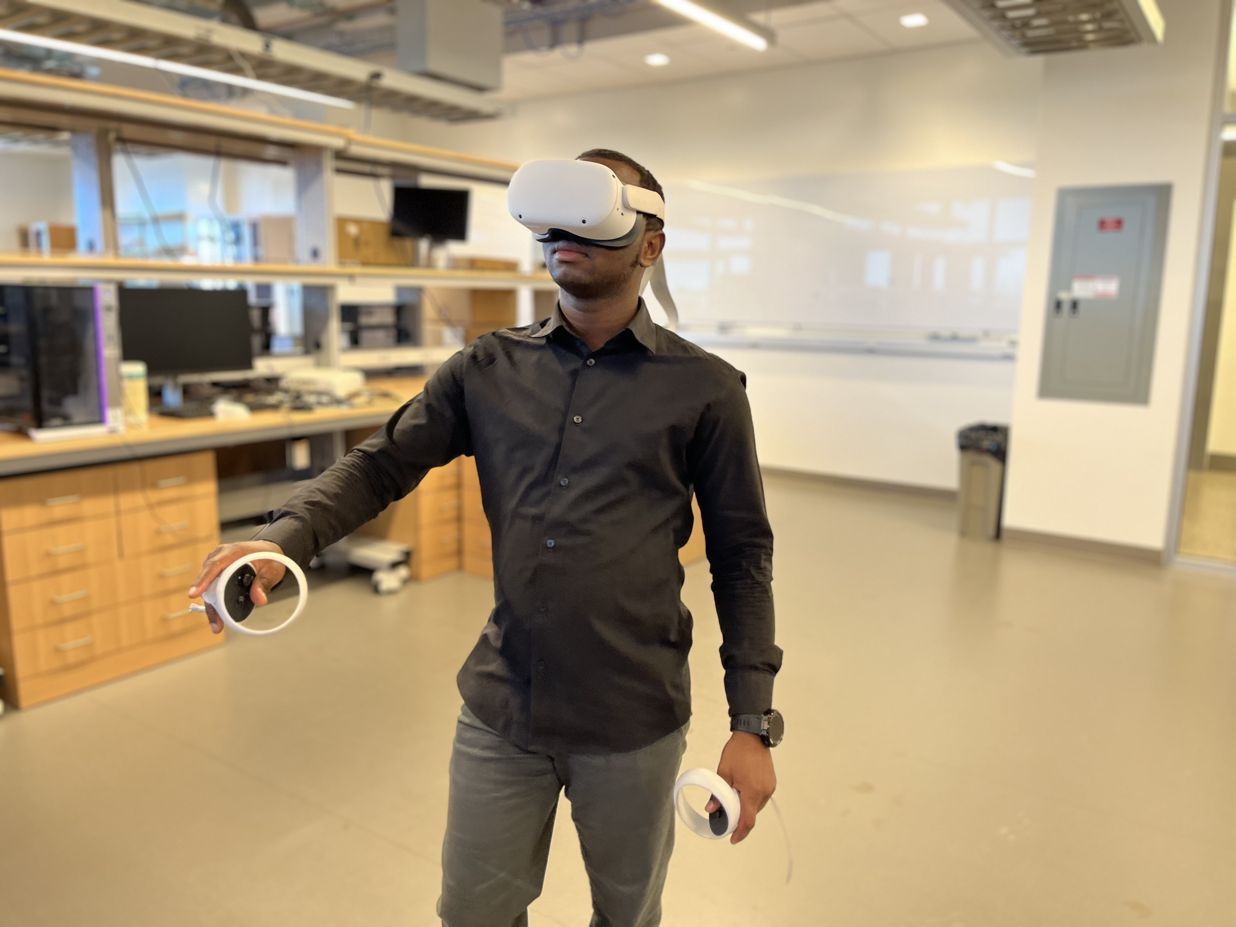 User performing door-opening interaction in MR headset